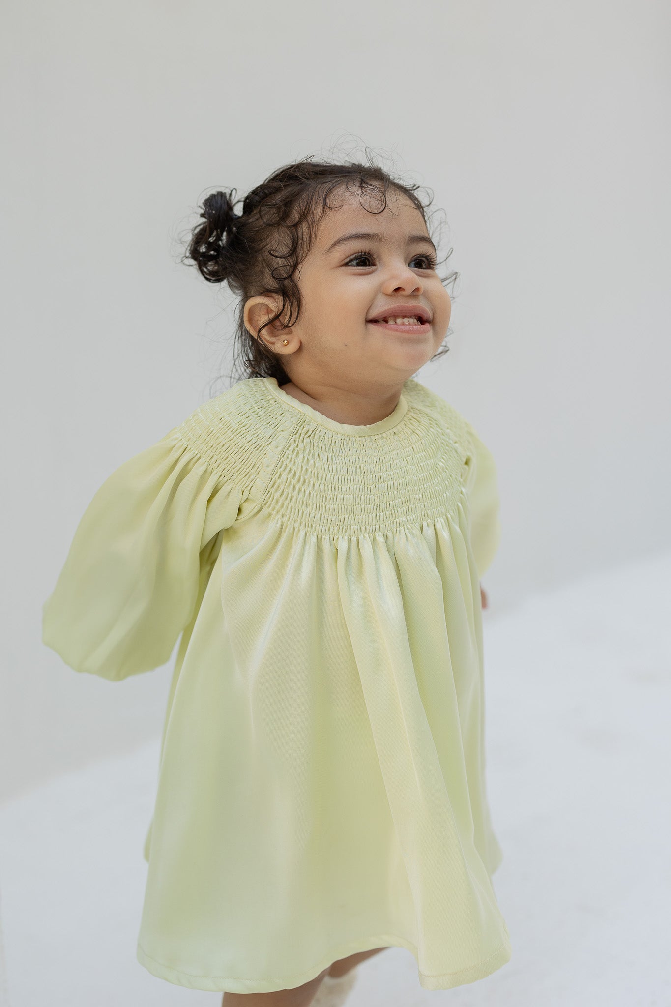 Lime yellow Smocked Baby Dress