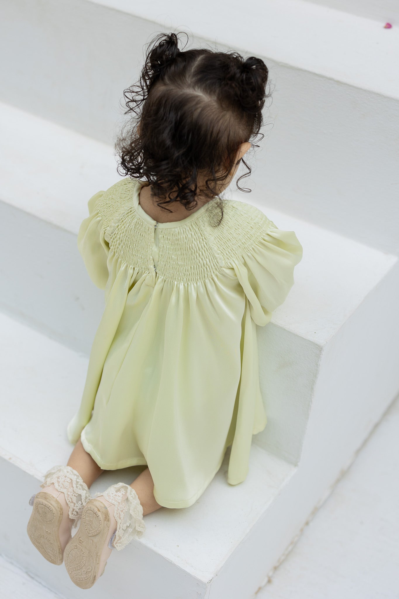 Lime yellow Smocked Baby Dress