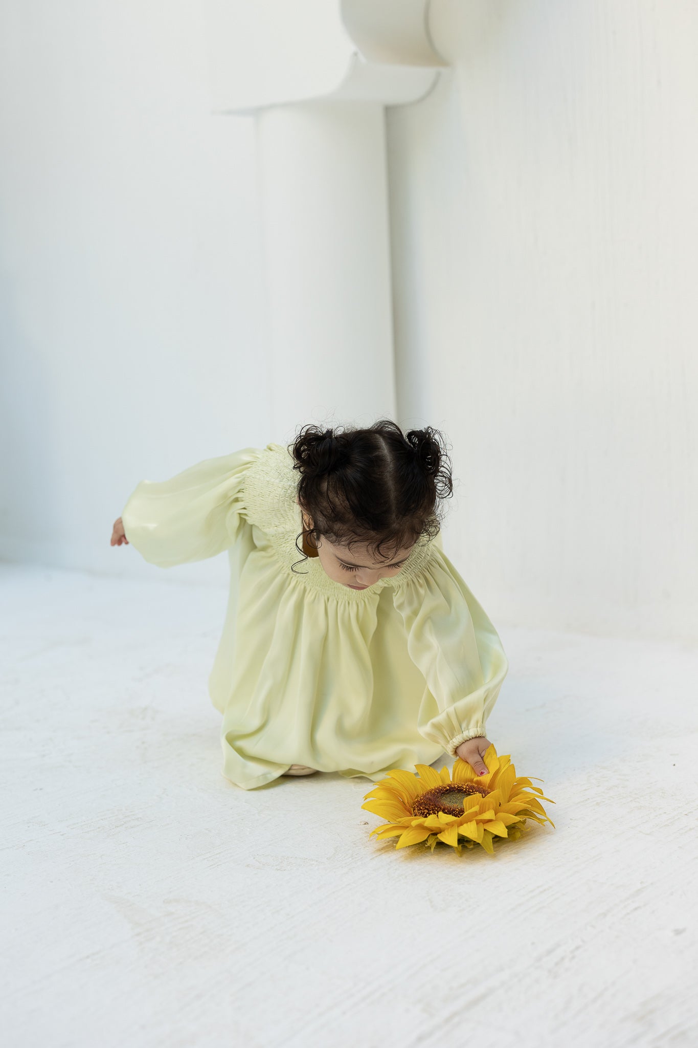 Lime yellow Smocked Baby Dress