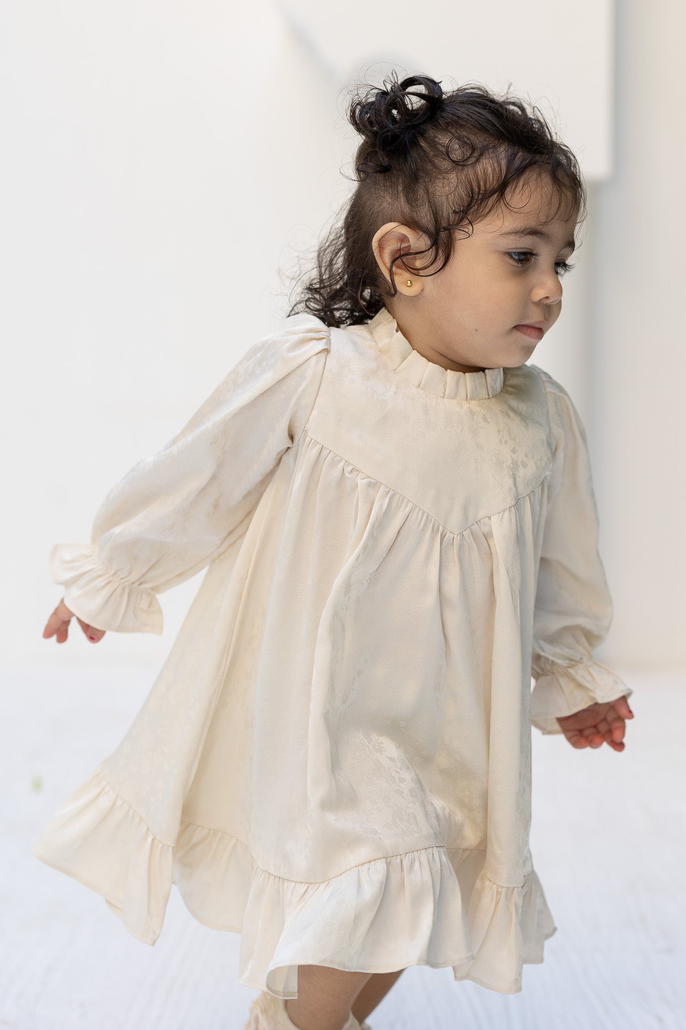 Elegant Ivory Baby Dress with Frill Details