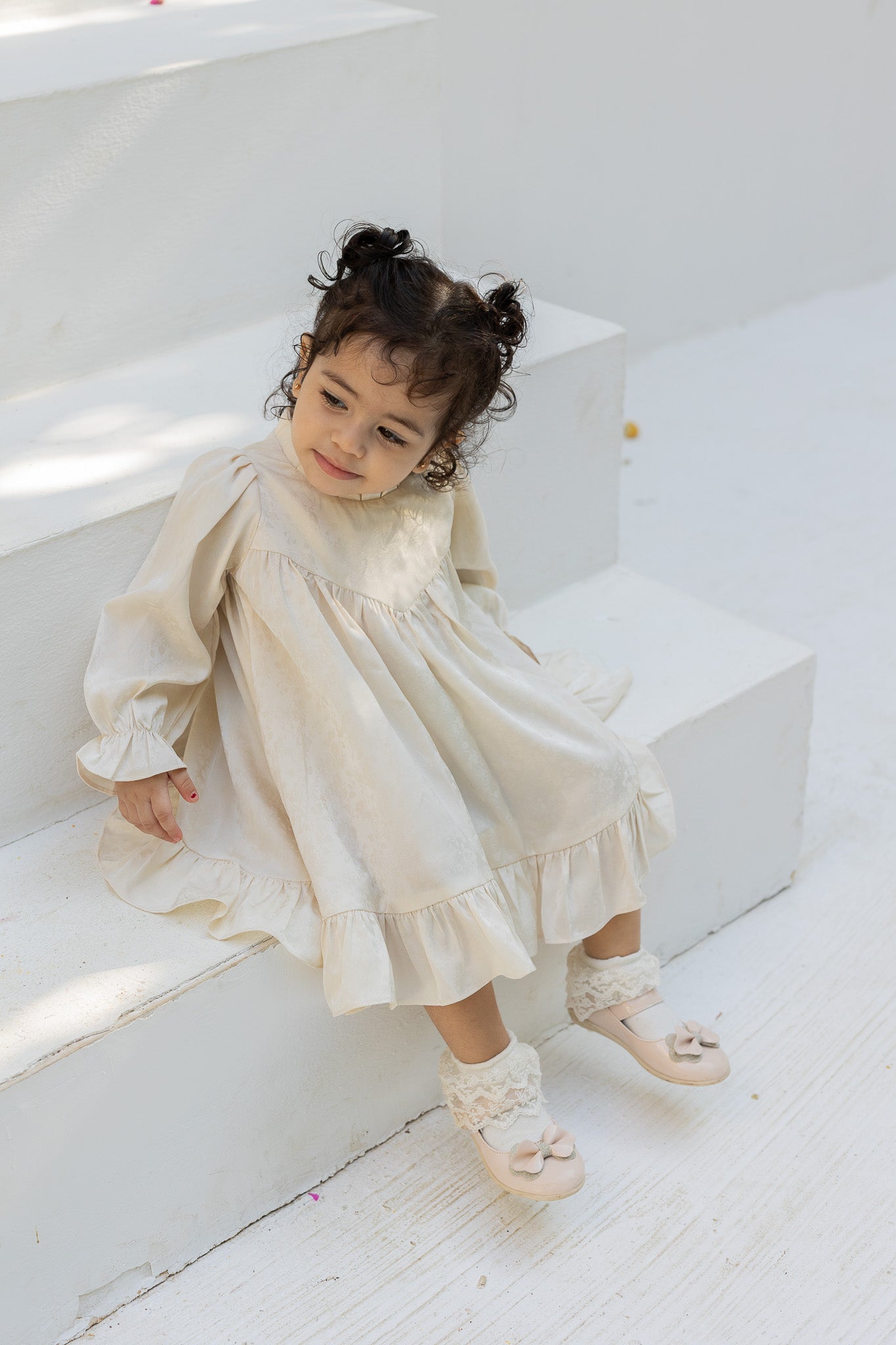 Elegant Ivory Baby Dress with Frill Details