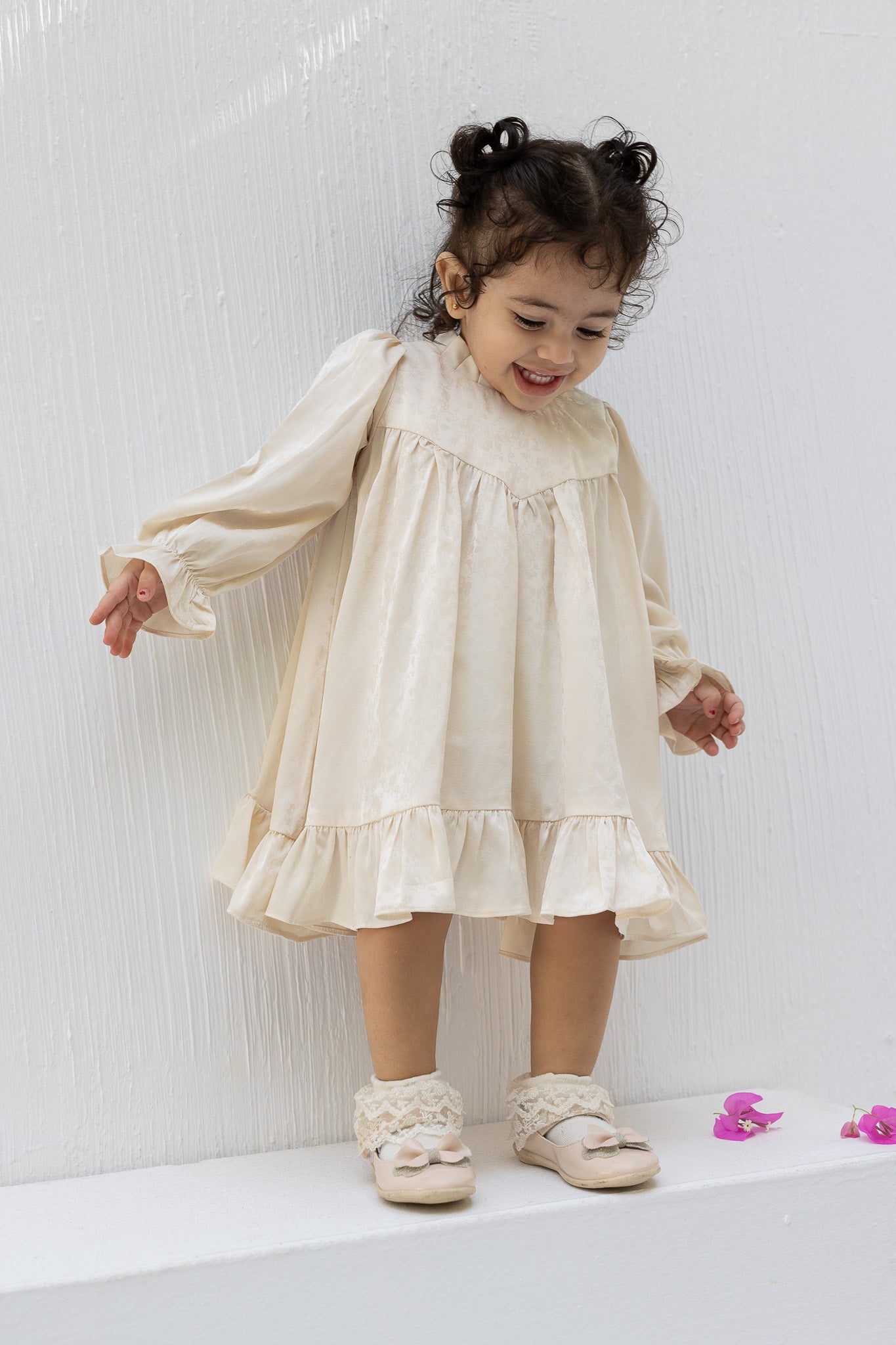 Elegant Ivory Baby Dress with Frill Details