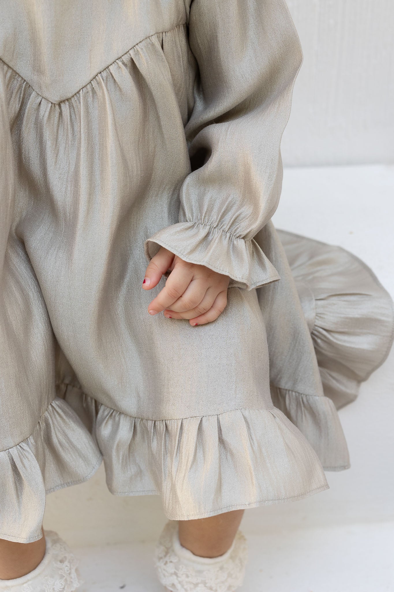 Classic Sage Baby Dress with Ruffle Details