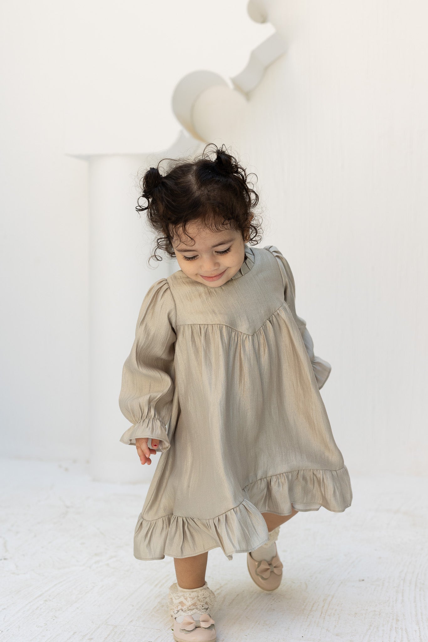 Classic Sage Baby Dress with Ruffle Details