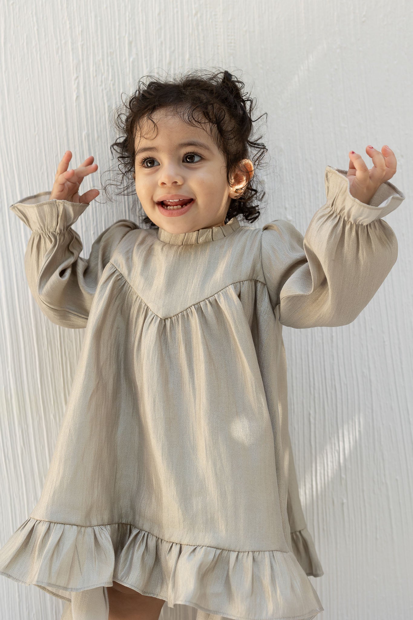 Classic Sage Baby Dress with Ruffle Details
