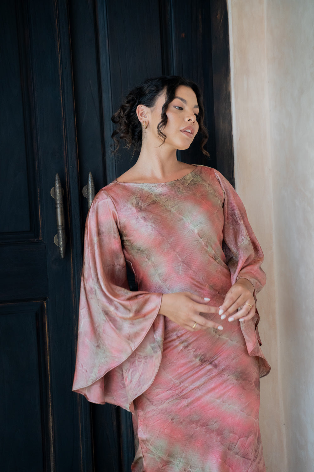 Roseate Silk Drapery Dress