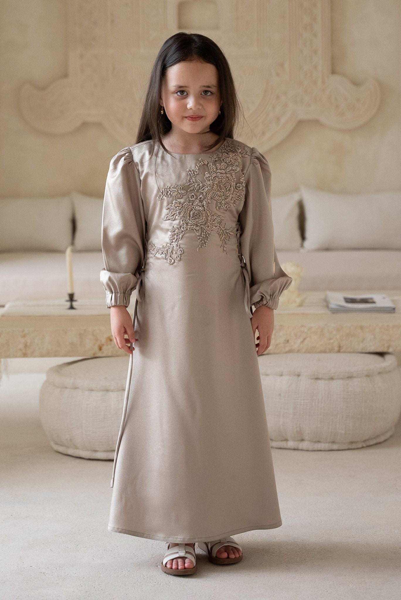 Silver Sage Blossom Kids Abaya