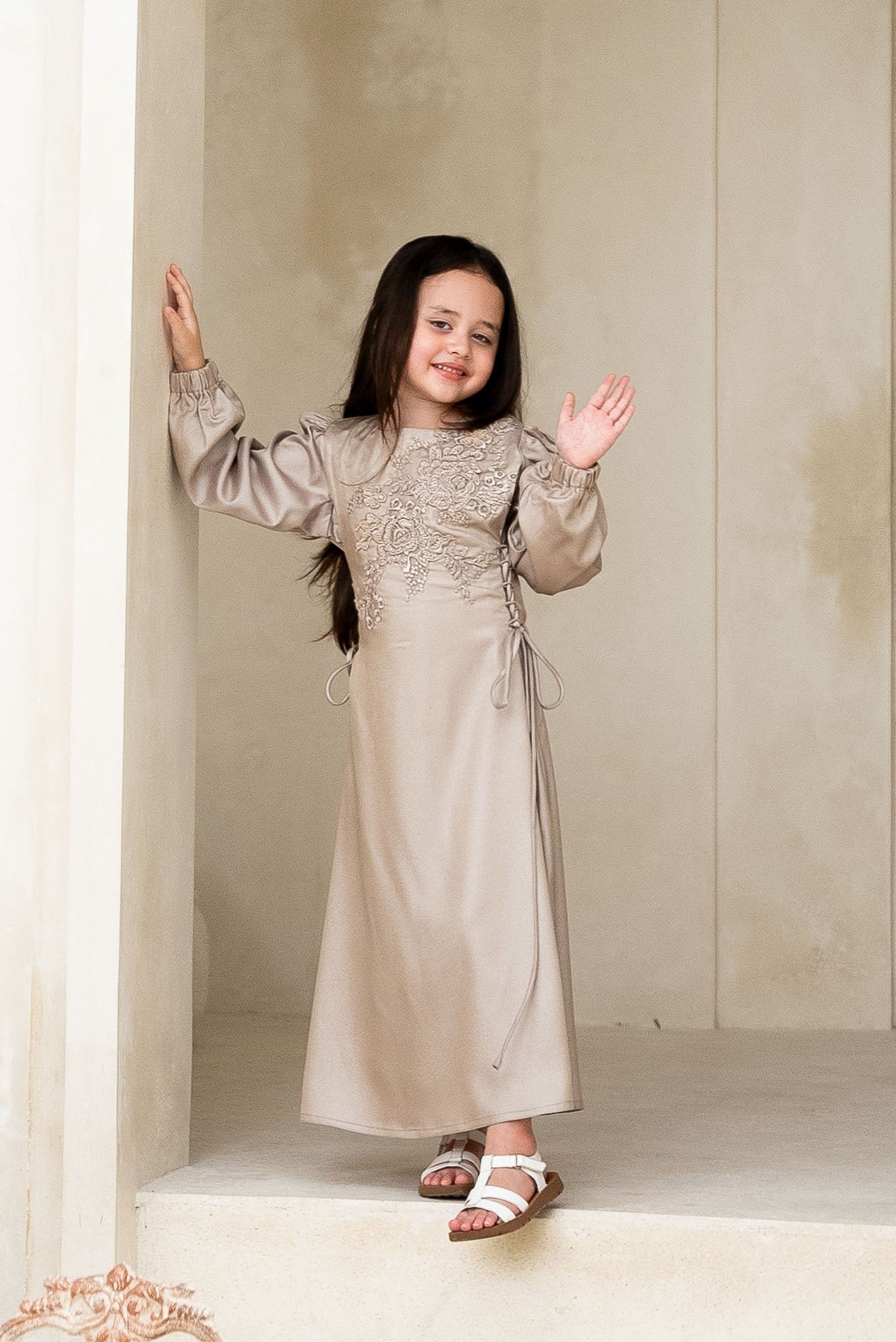 Silver Sage Blossom Kids Abaya