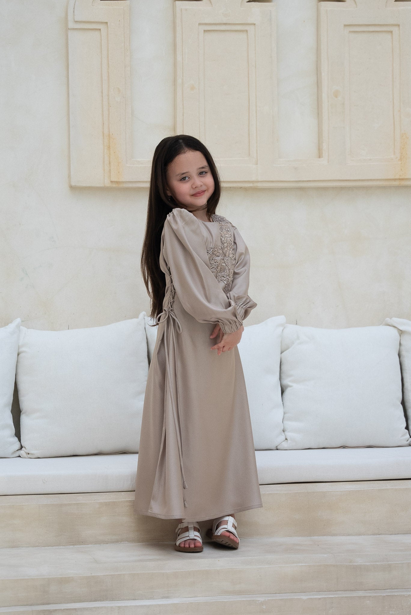Silver Sage Blossom Kids Abaya