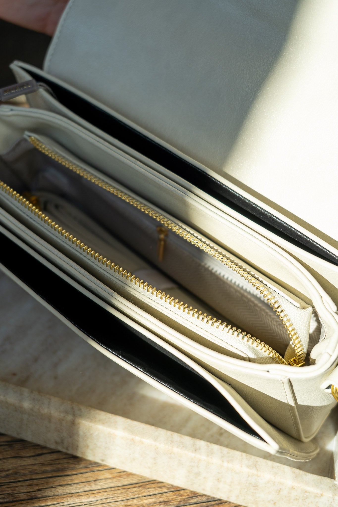 Ivory Buckle Crossbody Bag – Cream Leather Purse