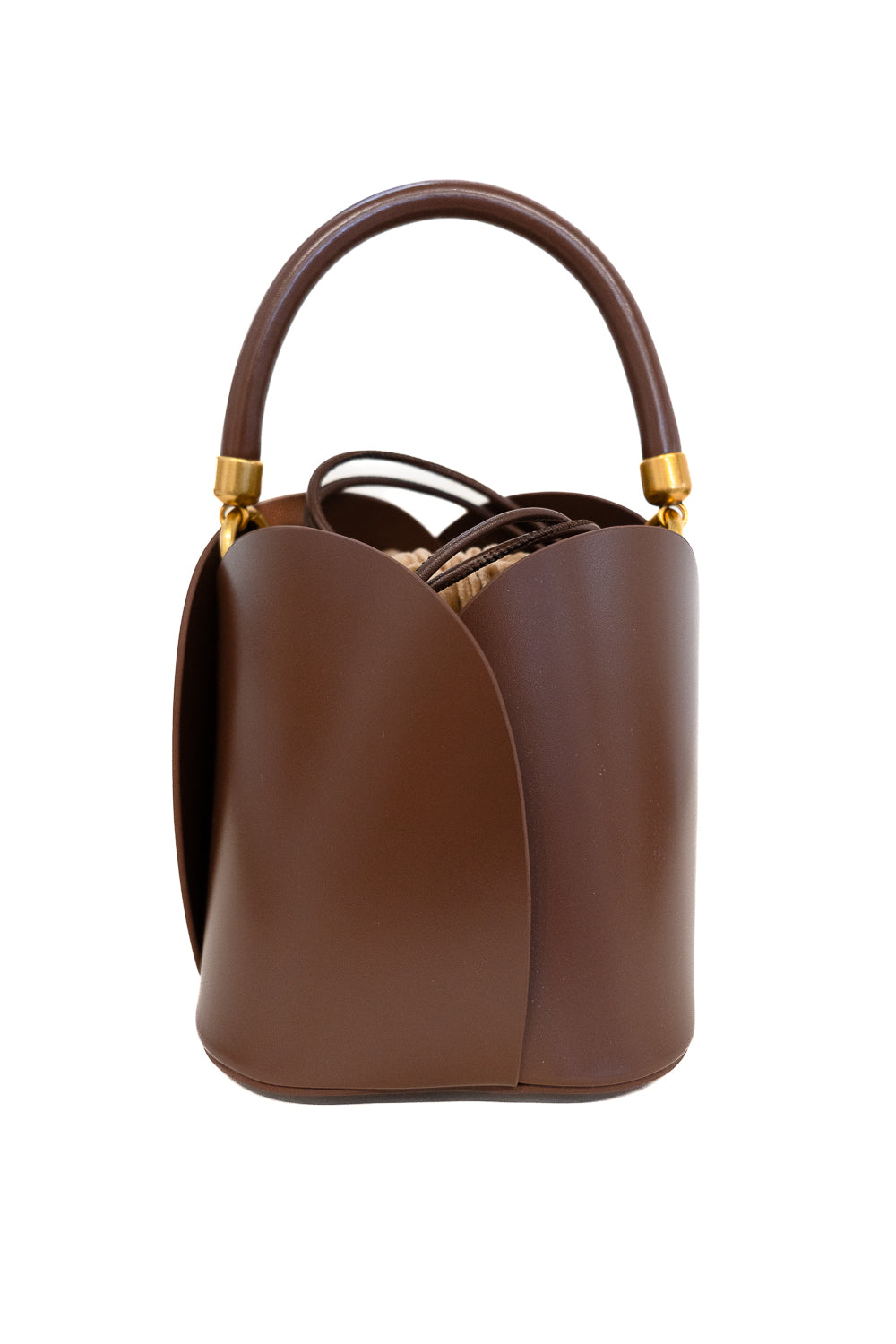 Curve Leather Bucket Bag – Chestnut Brown