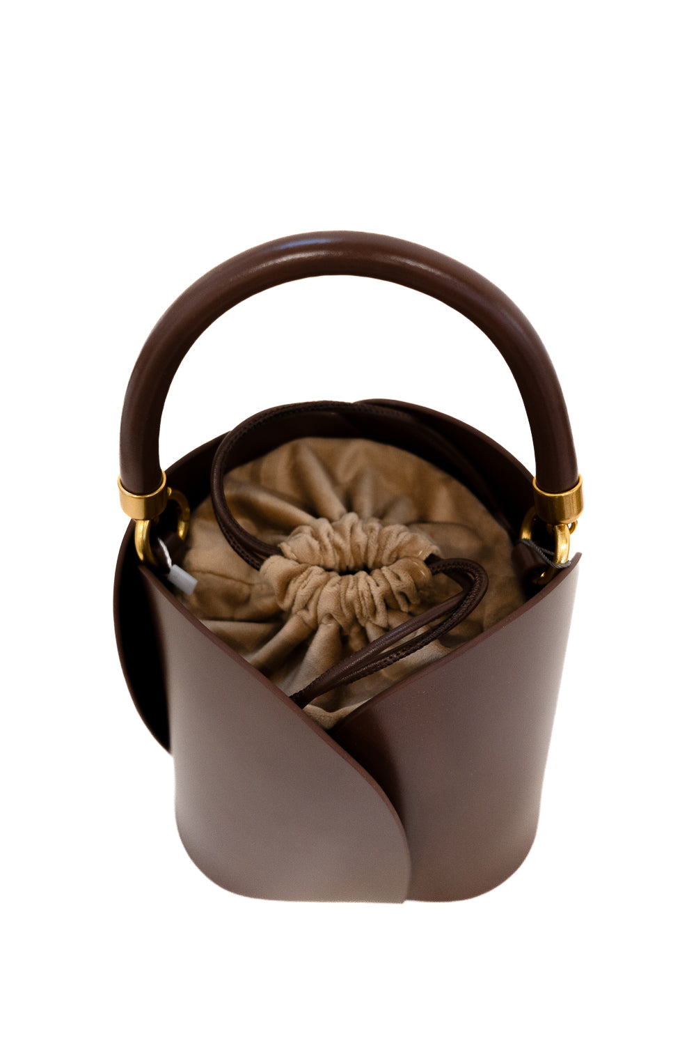Curve Leather Bucket Bag – Chestnut Brown