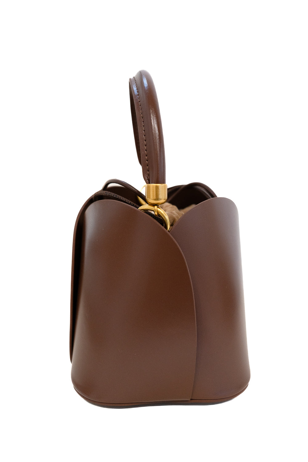 Curve Leather Bucket Bag – Chestnut Brown