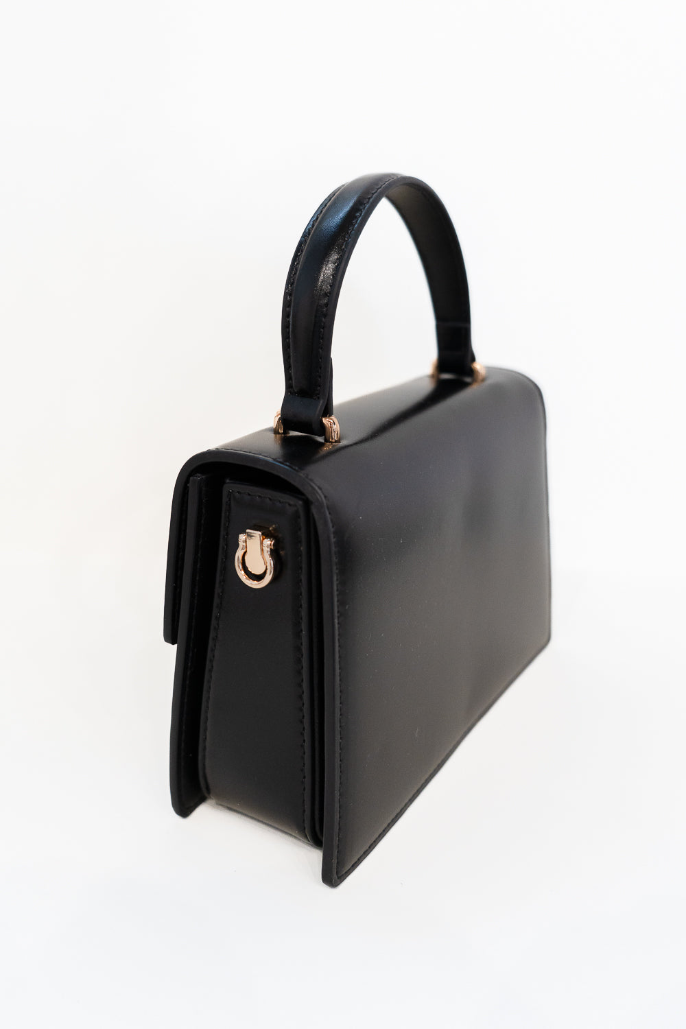 The Heritage Luxe Structured Top Handle Satchel - Black Noir