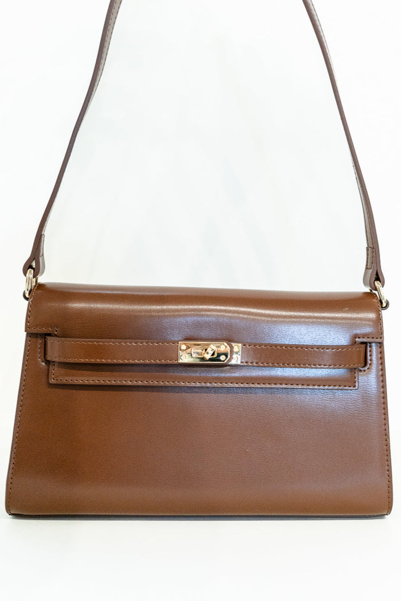 Sloan Slim Caramel Leather Handbag - Convertible Crossbody