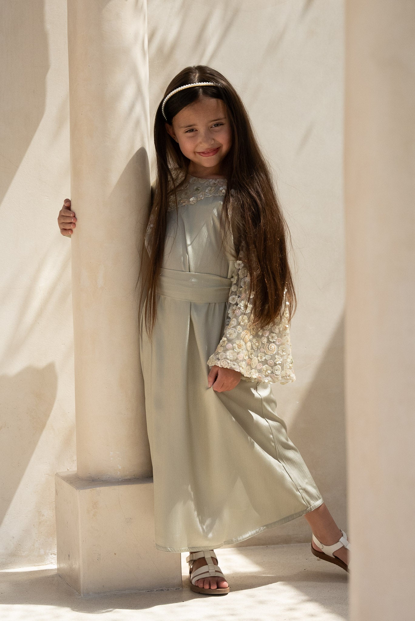 Pistachio Floral Kids Abaya