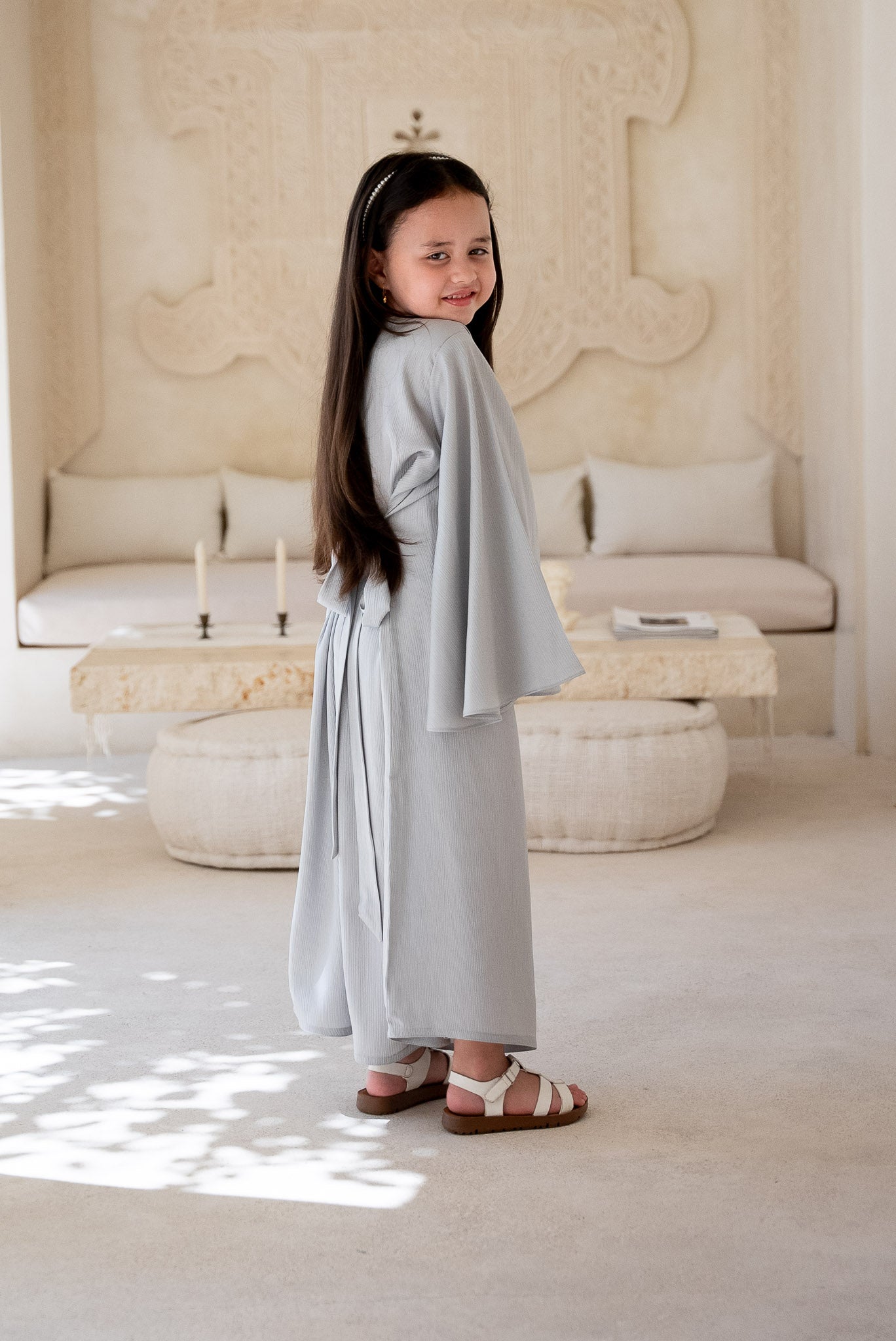 Misty Silver Kids Abaya