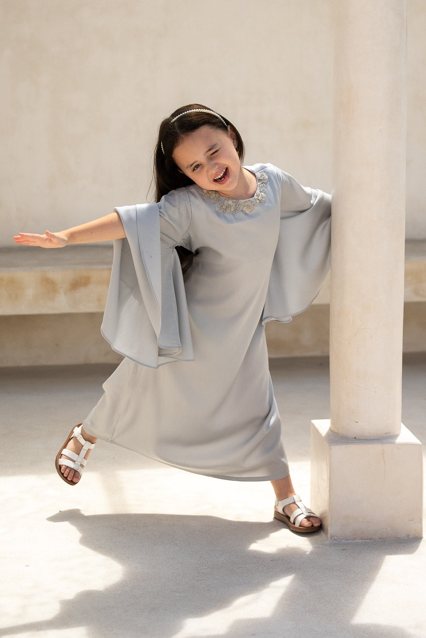 Misty Silver Kids Abaya