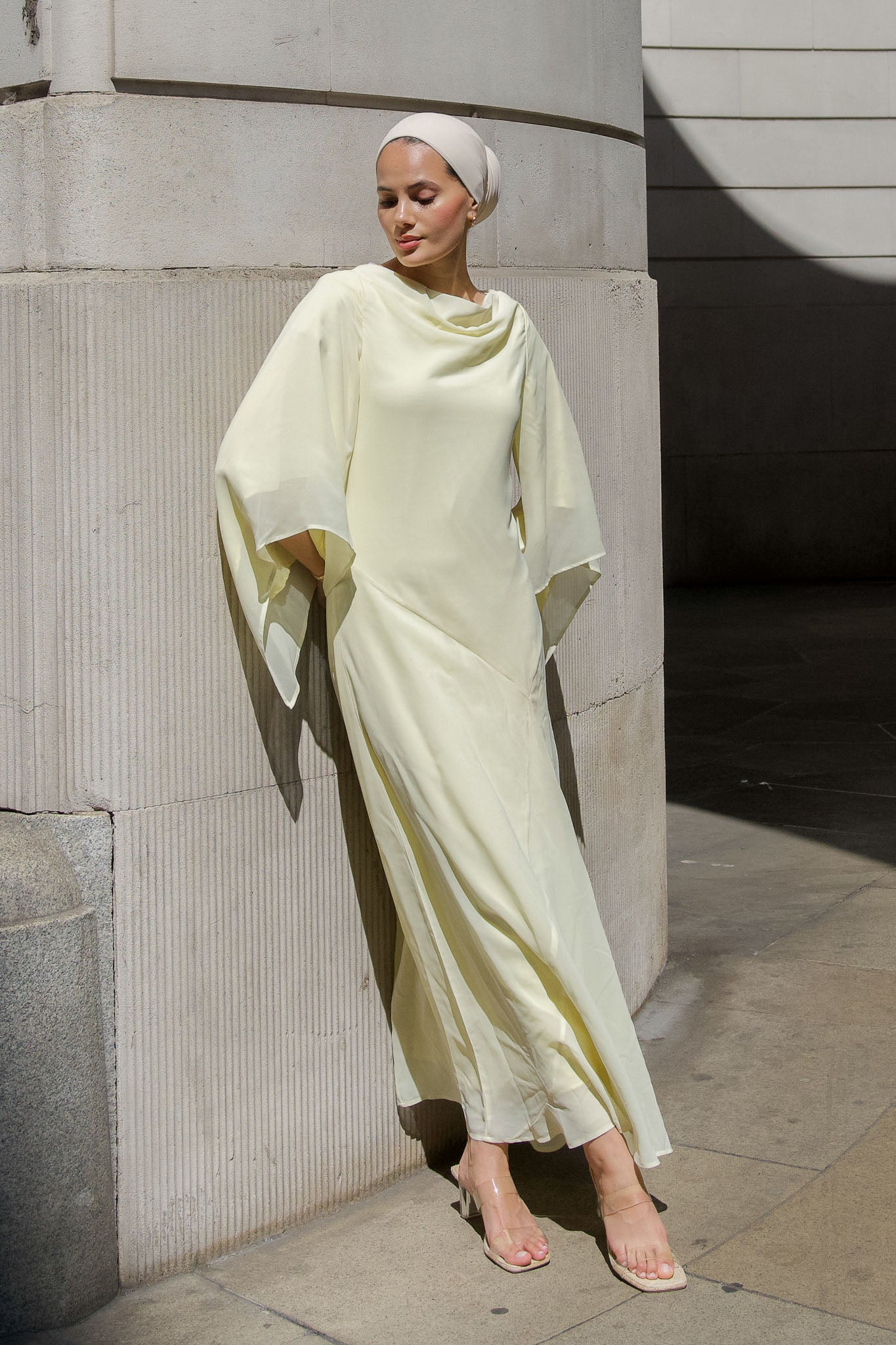 Elegant Lime Luxe Long Sleeve Maxi Dress