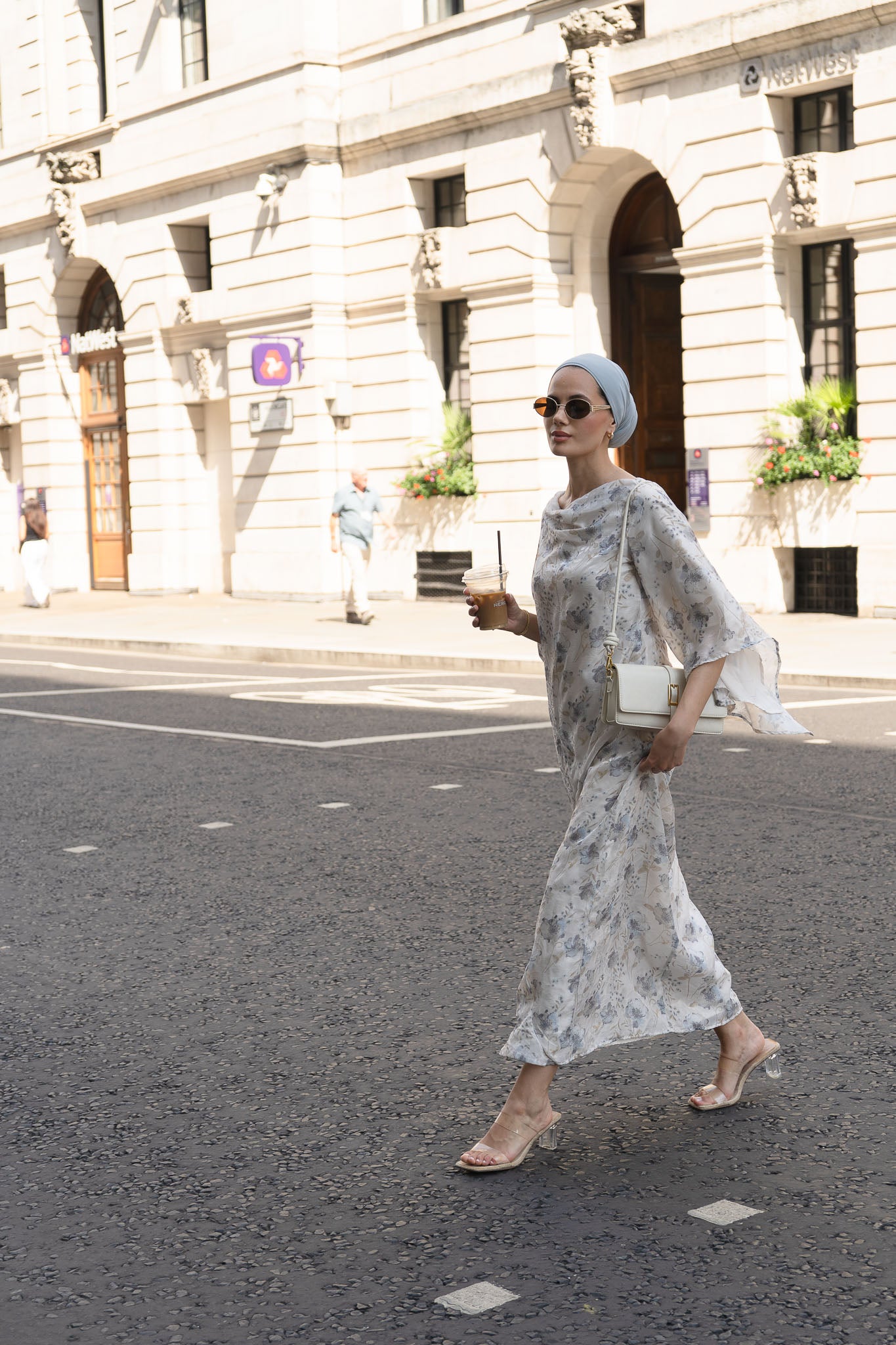 Chic Ivory Floral Maxi Dress with Flowing Bell Sleeves