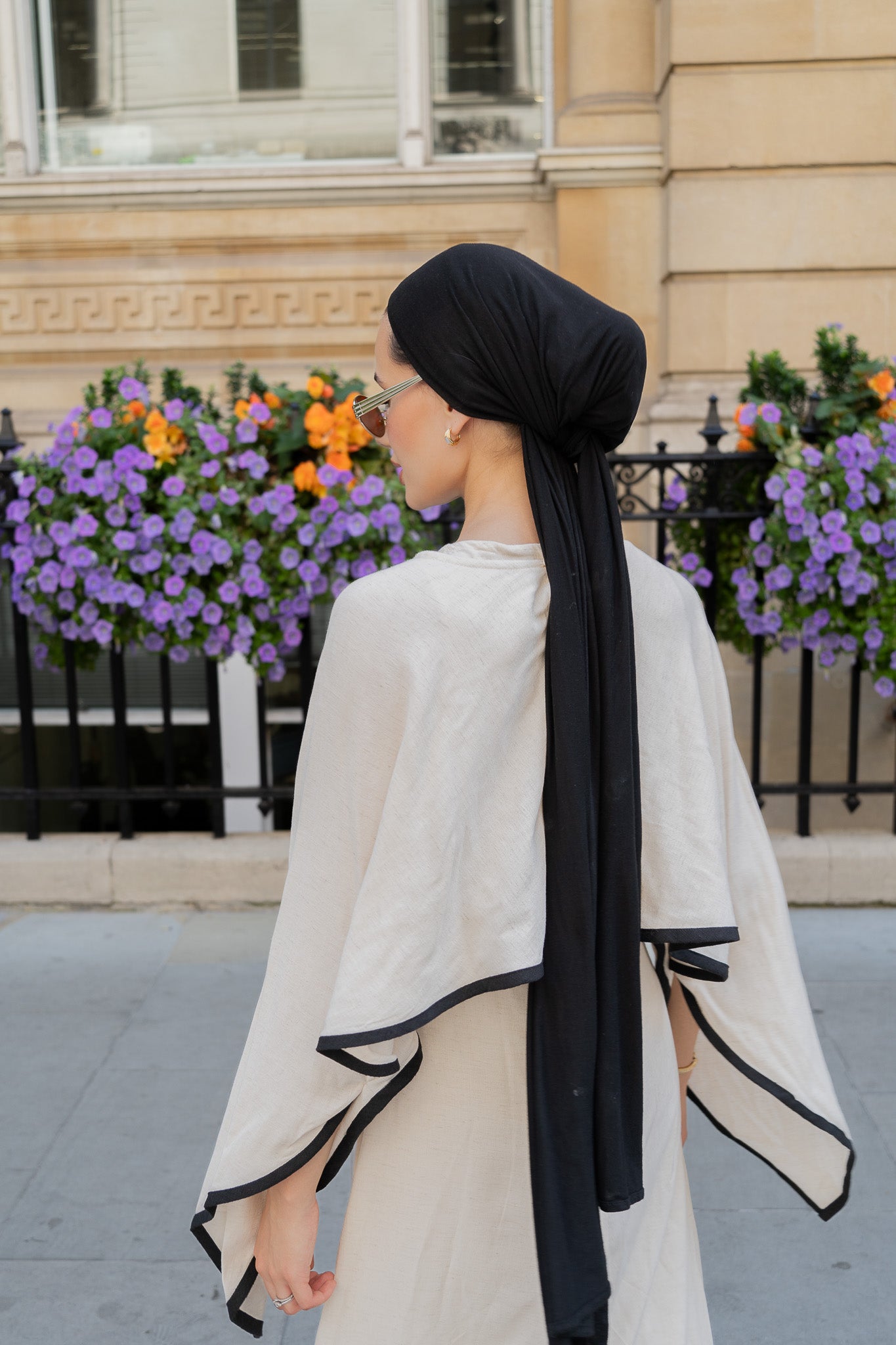 Elegant Ivory Linen Maxi Dress with Contrast Detailing