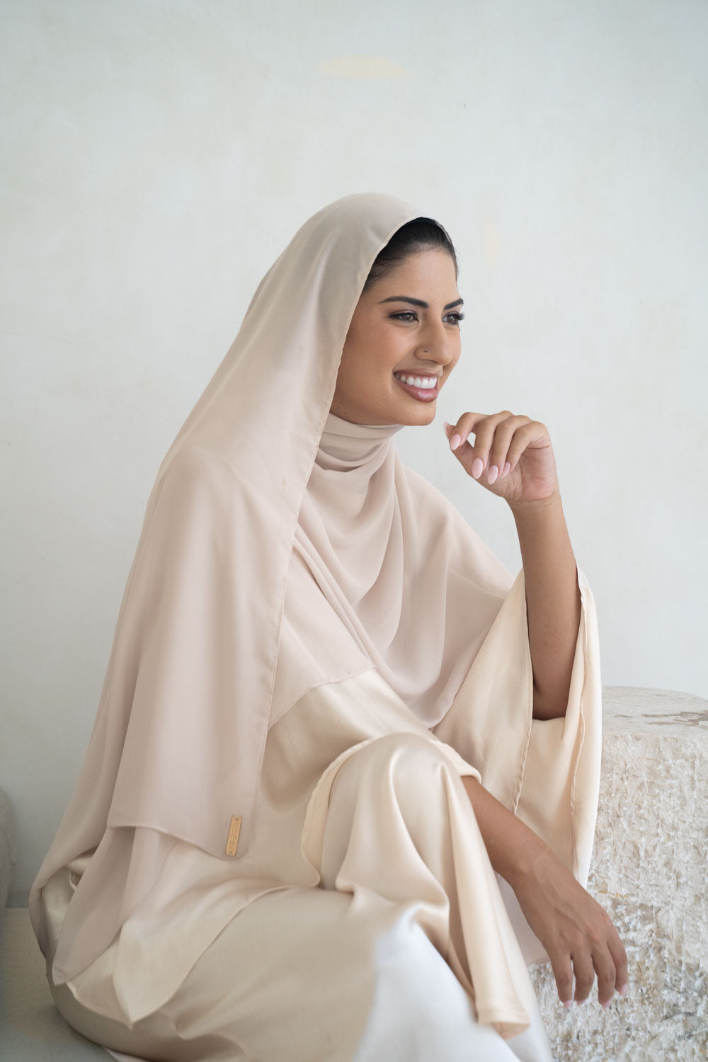 Pearlescent ivory Hijab- colour 111