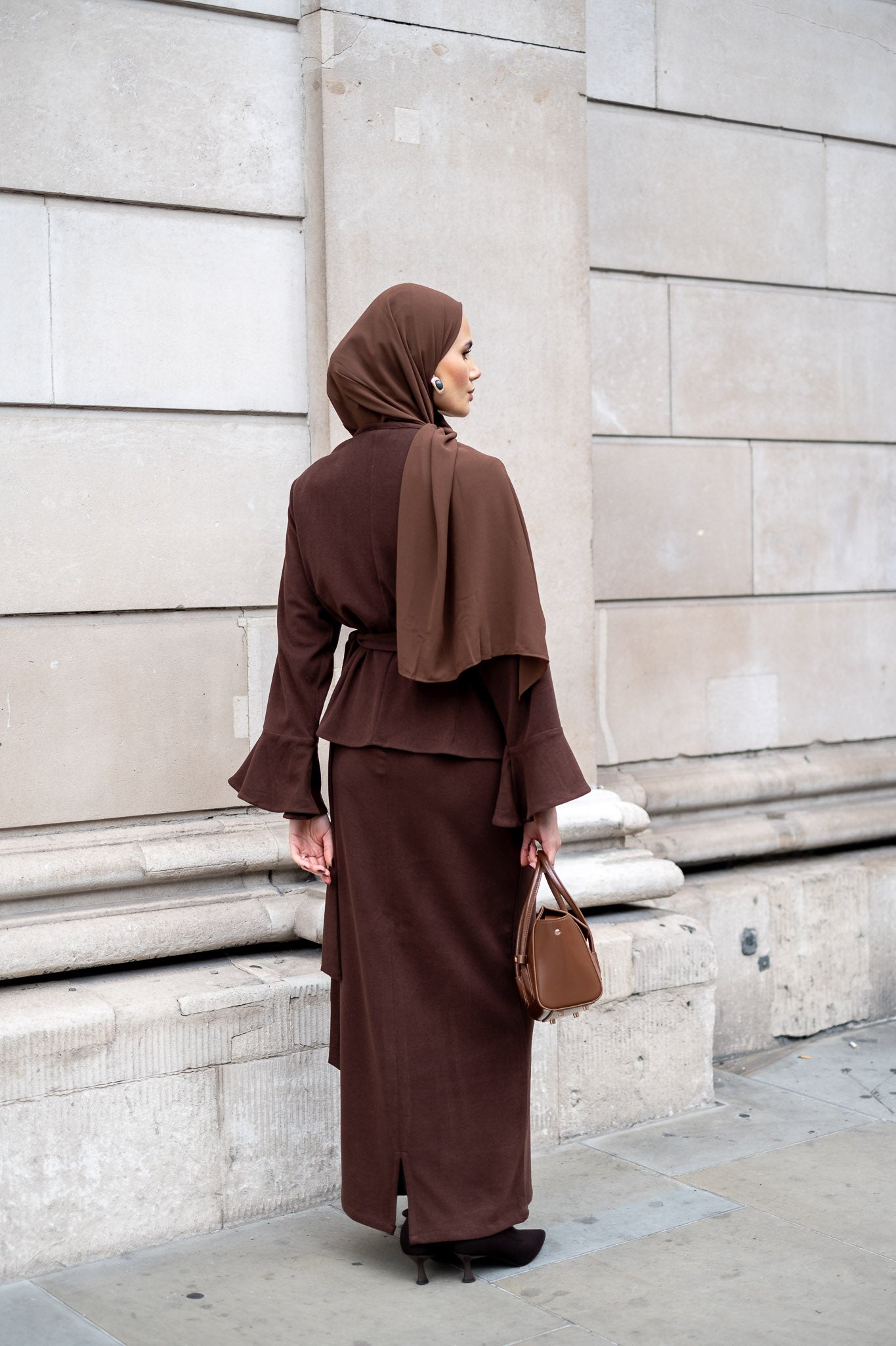 Chocolate Luxe Modest Skirt & Blouse Co-Ord