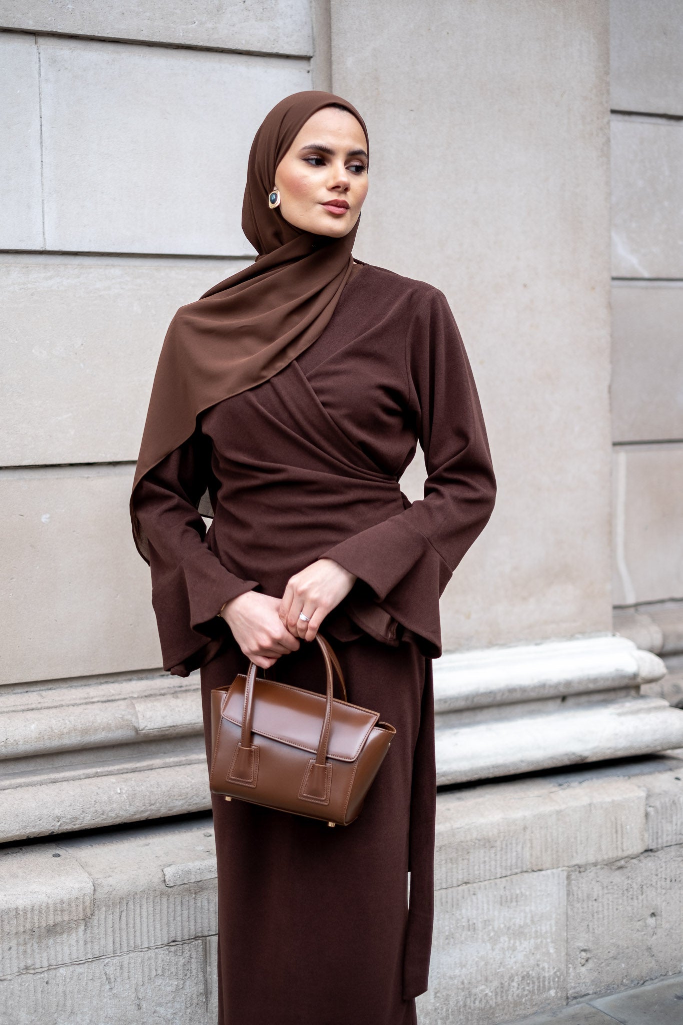 Chocolate Luxe Modest Skirt & Blouse Co-Ord