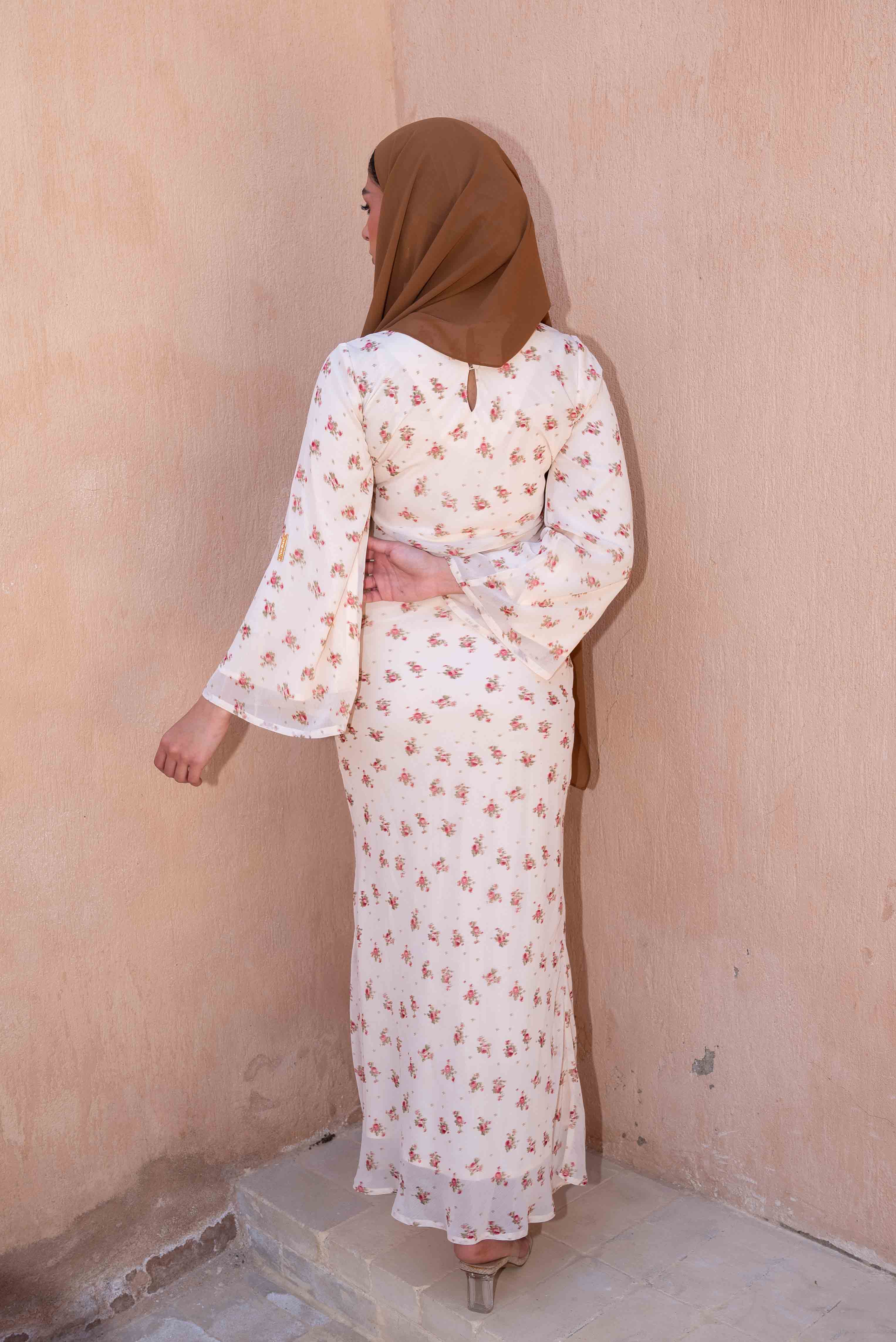 Pink & Cream Ditsy Floral Maxi Dress