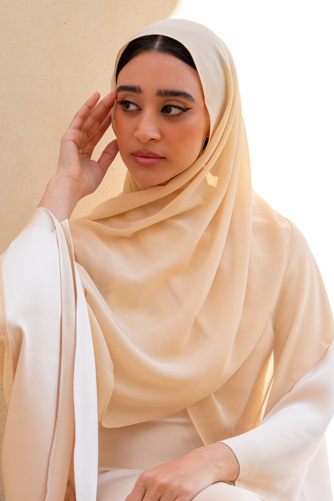 Cream Beige Chiffon Hijab