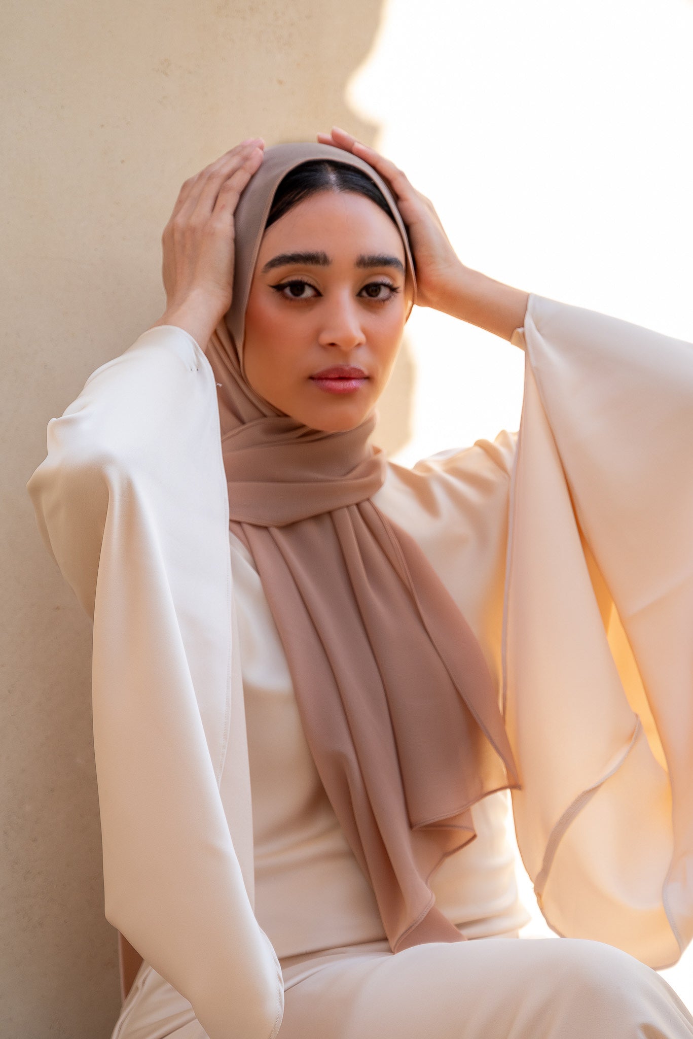 taupe Chiffon Hijab 07