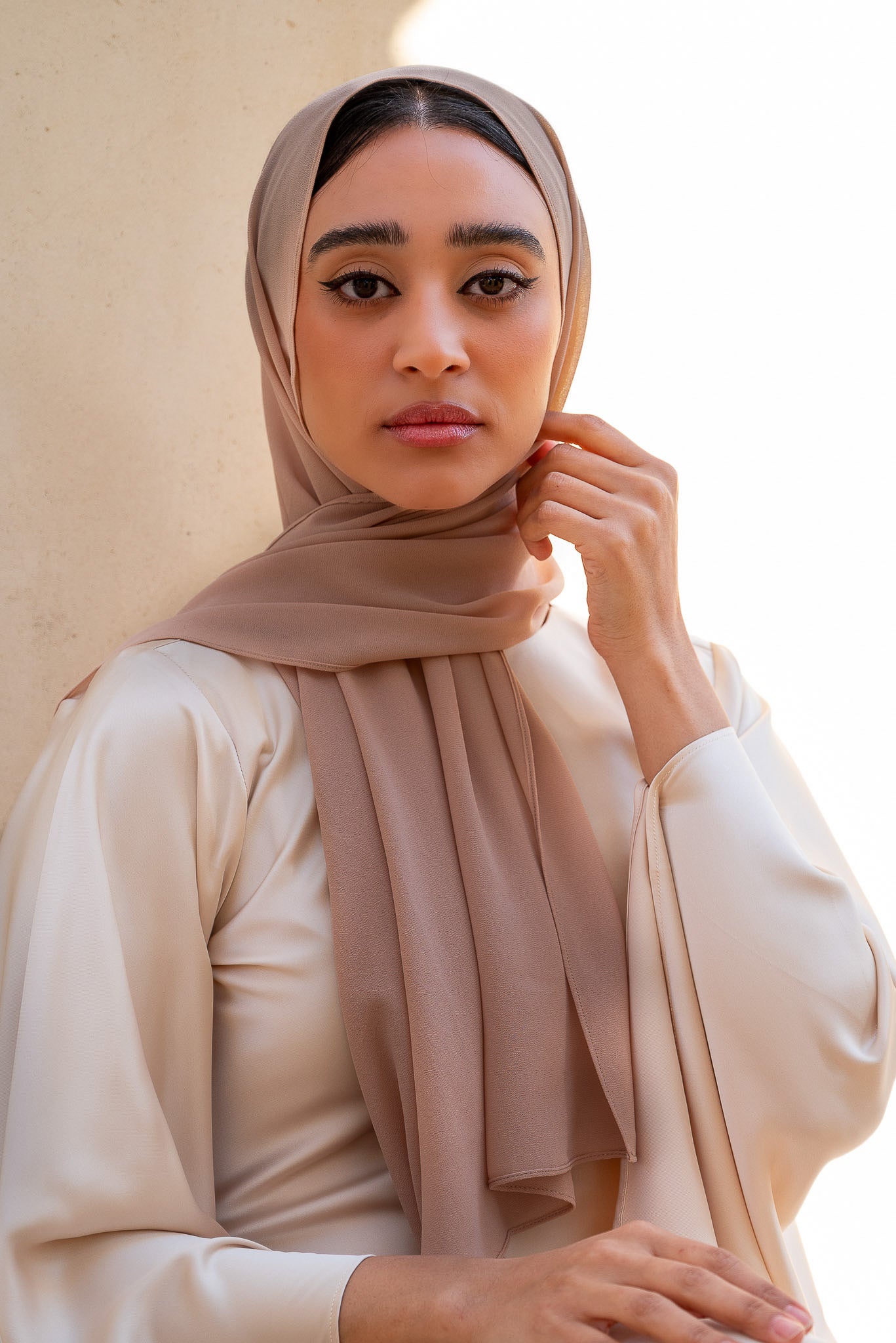 taupe Chiffon Hijab 07