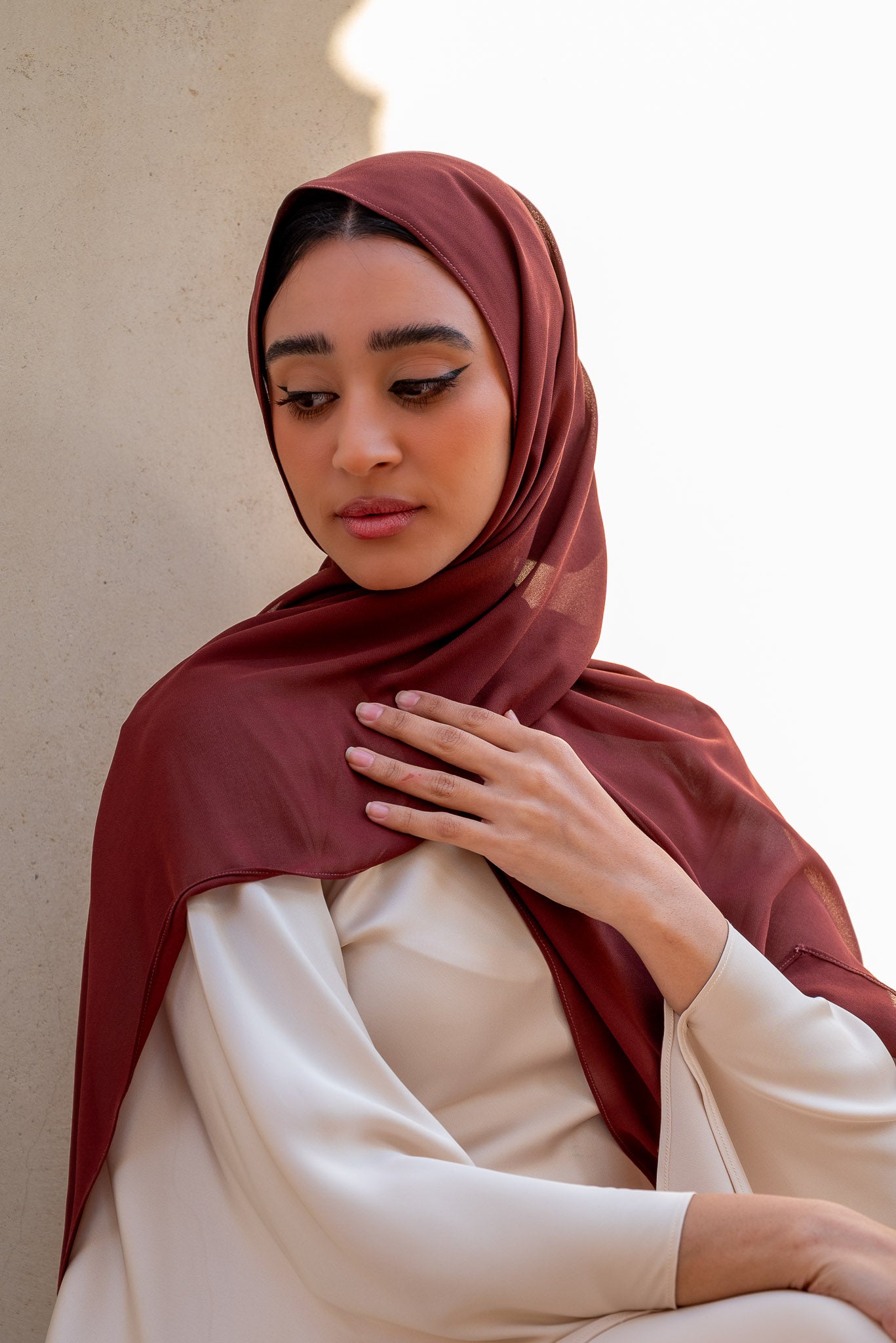 Sienna Dull Red Chiffon Hijab 71