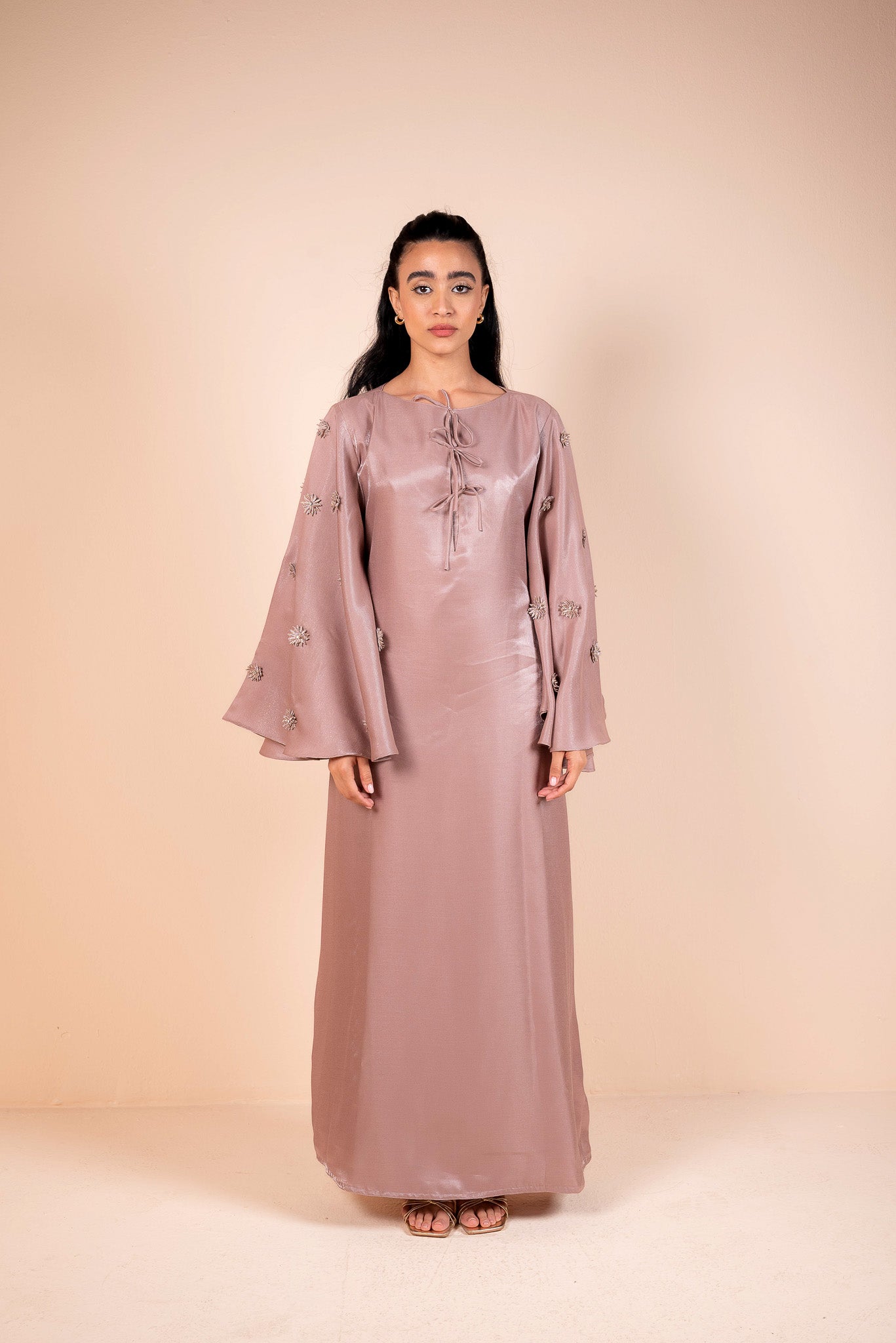 Dusty Rose Tie Abaya - Nursing friendly