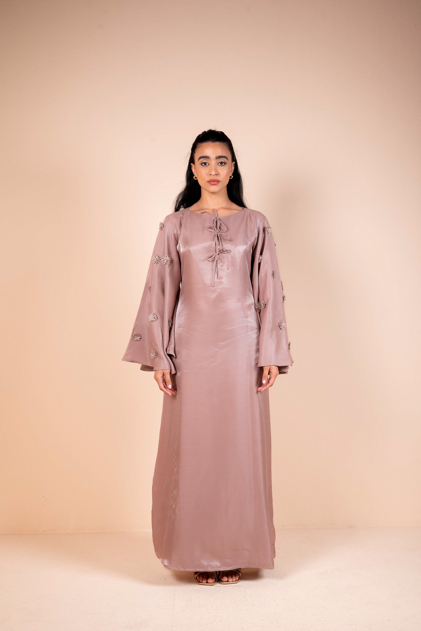 Dusty Rose Tie Abaya - Nursing friendly