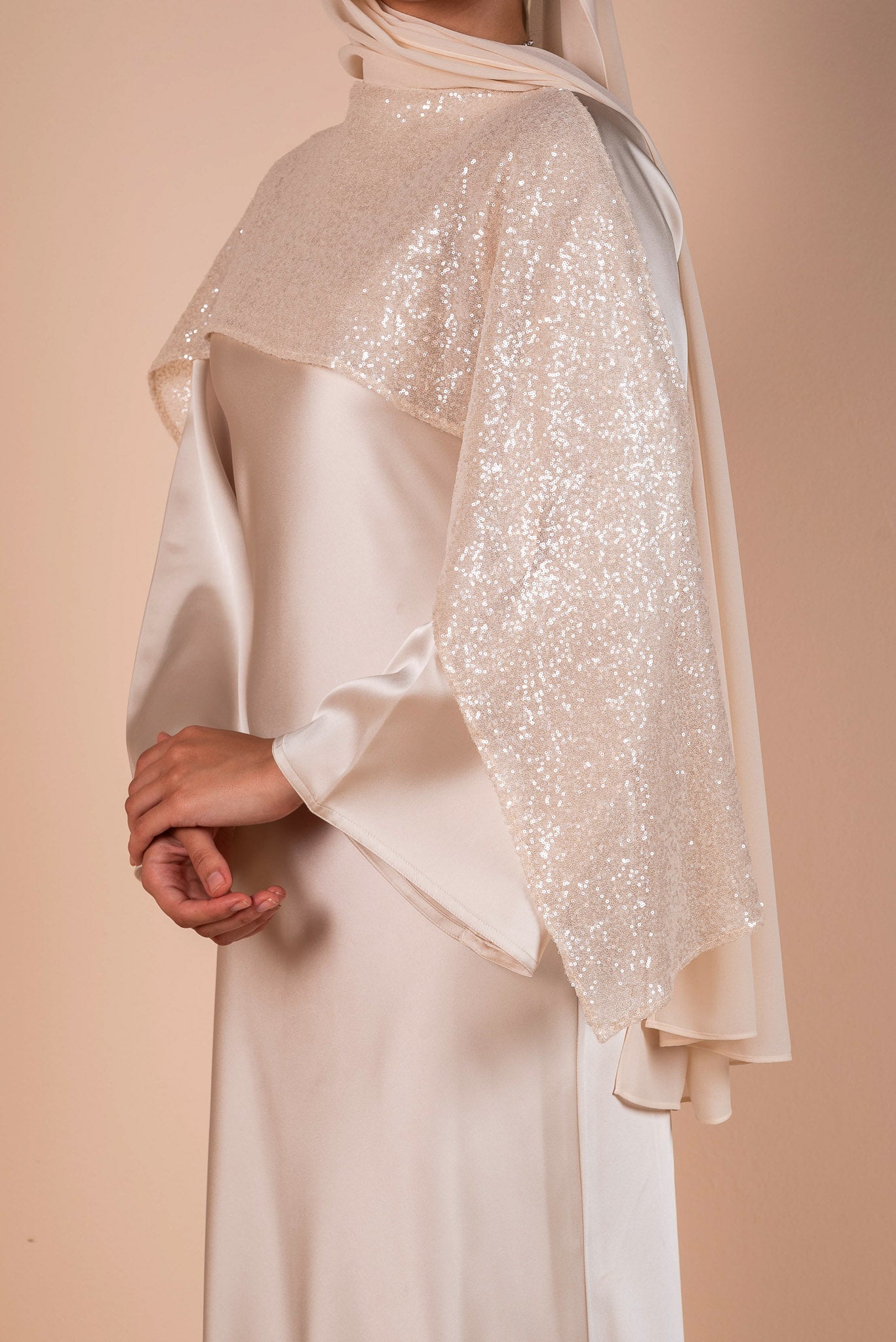 Ivory Cream Drape Embellished Dress