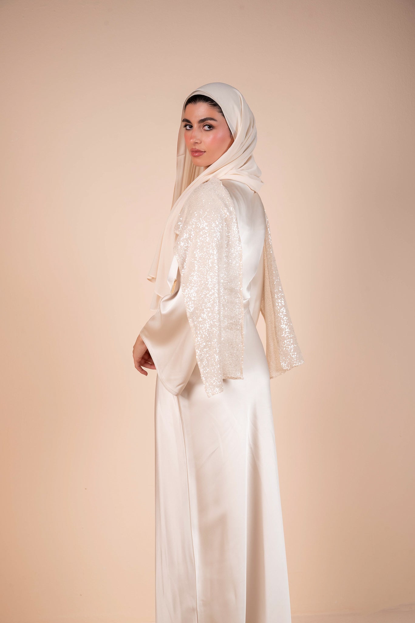 Ivory Cream Drape Embellished Dress