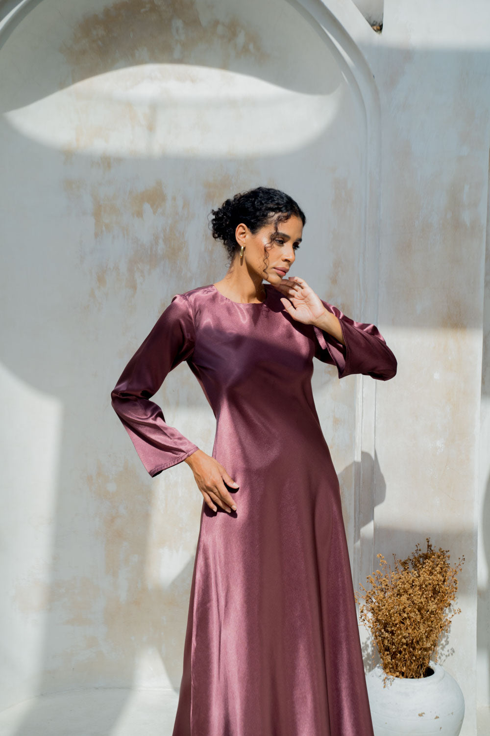 Regal Raspberry Modest Dress