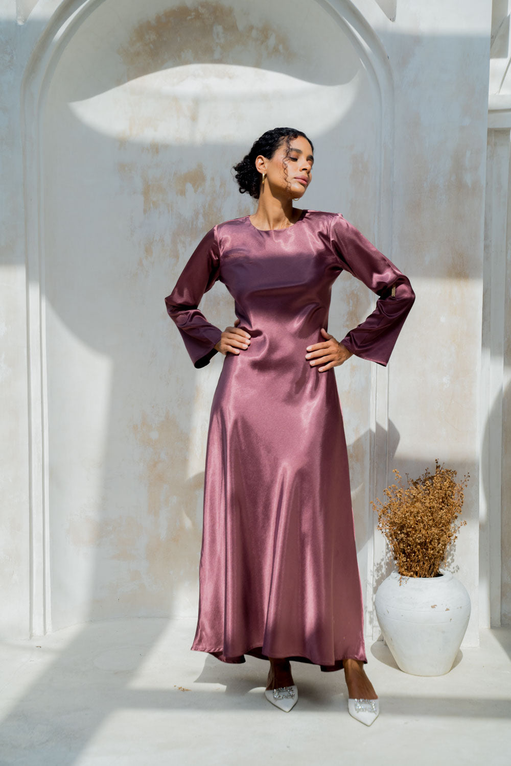 Regal Raspberry Modest Dress
