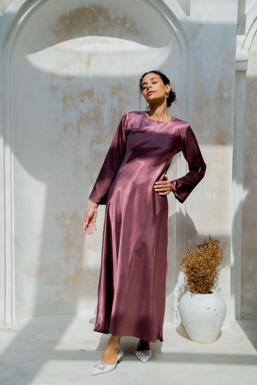 Regal Raspberry Modest Dress