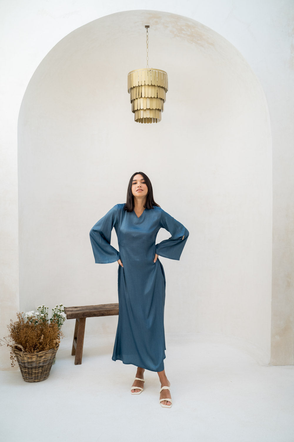 Navy Mist Modest Dress