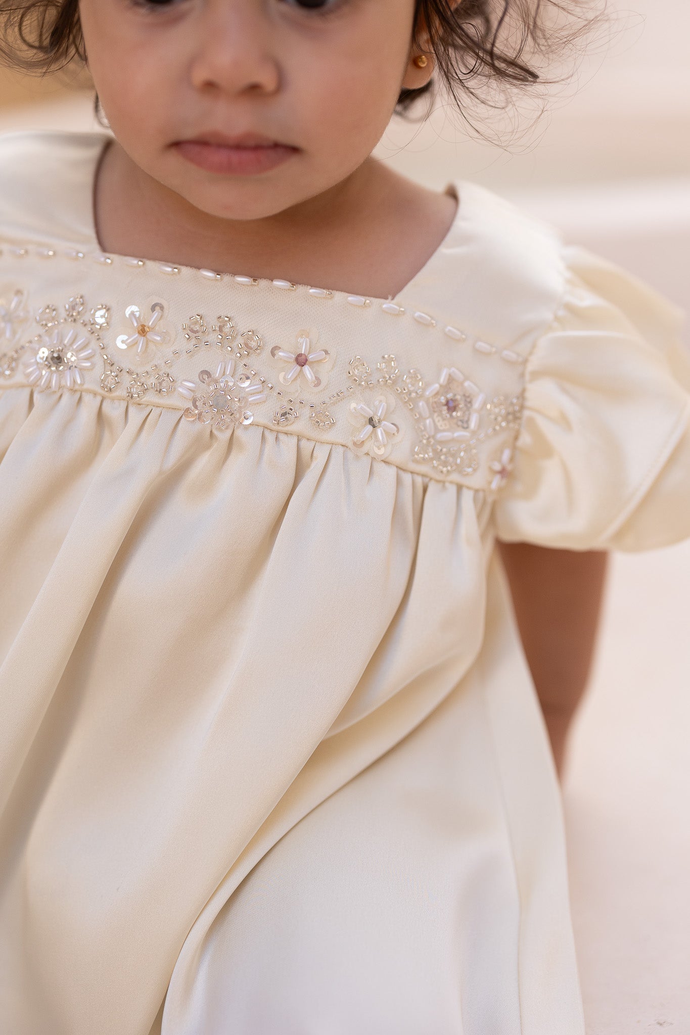 Ivory Embellished Cap Sleeve Baby Dress