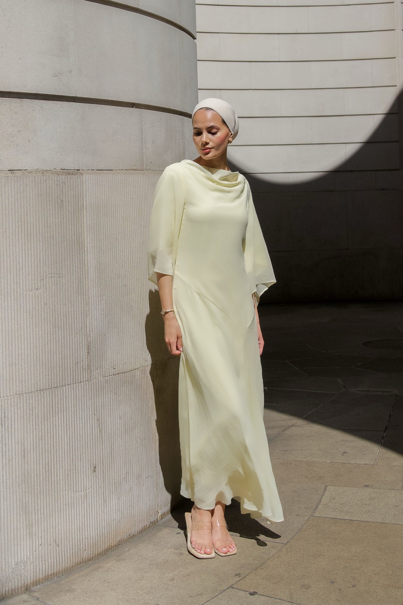 Elegant Lime Luxe Long Sleeve Maxi Dress