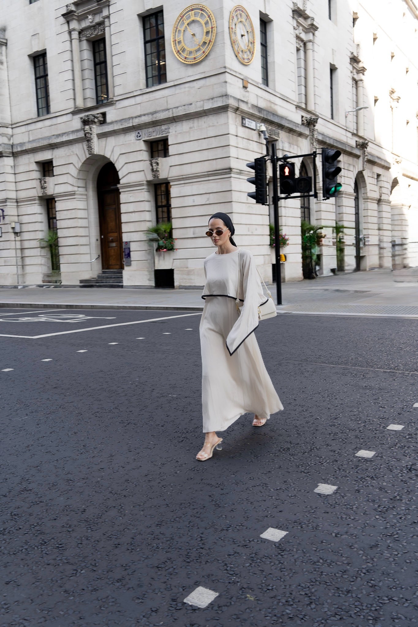 Elegant Ivory Linen Maxi Dress with Contrast Detailing