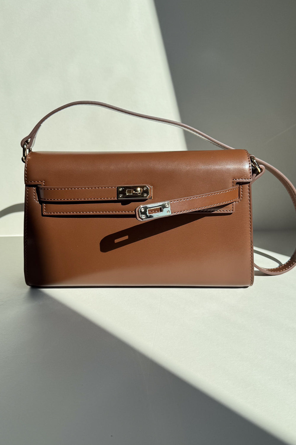 Sloan Slim Caramel Leather Handbag - Convertible Crossbody