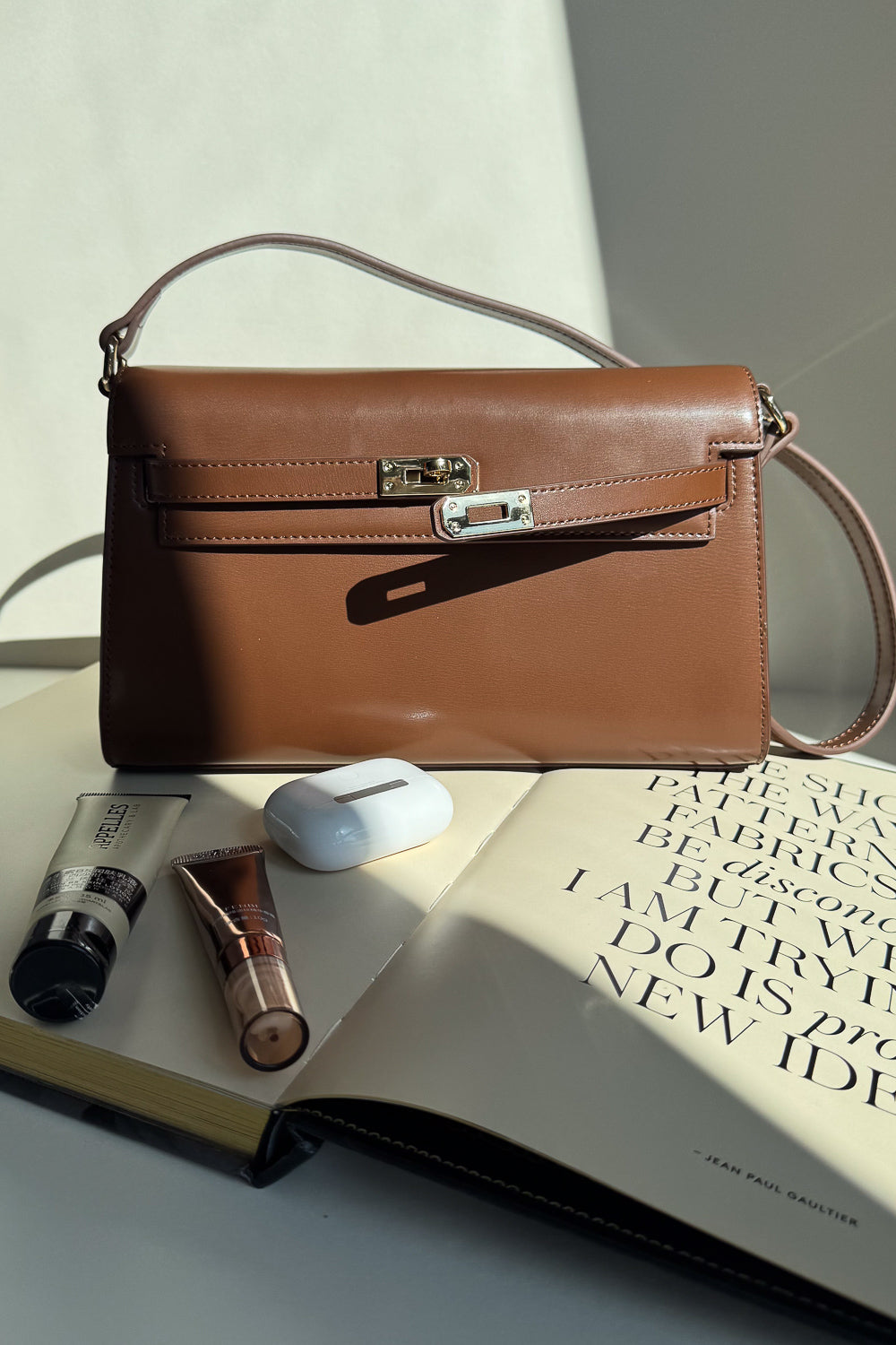 Sloan Slim Caramel Leather Handbag - Convertible Crossbody
