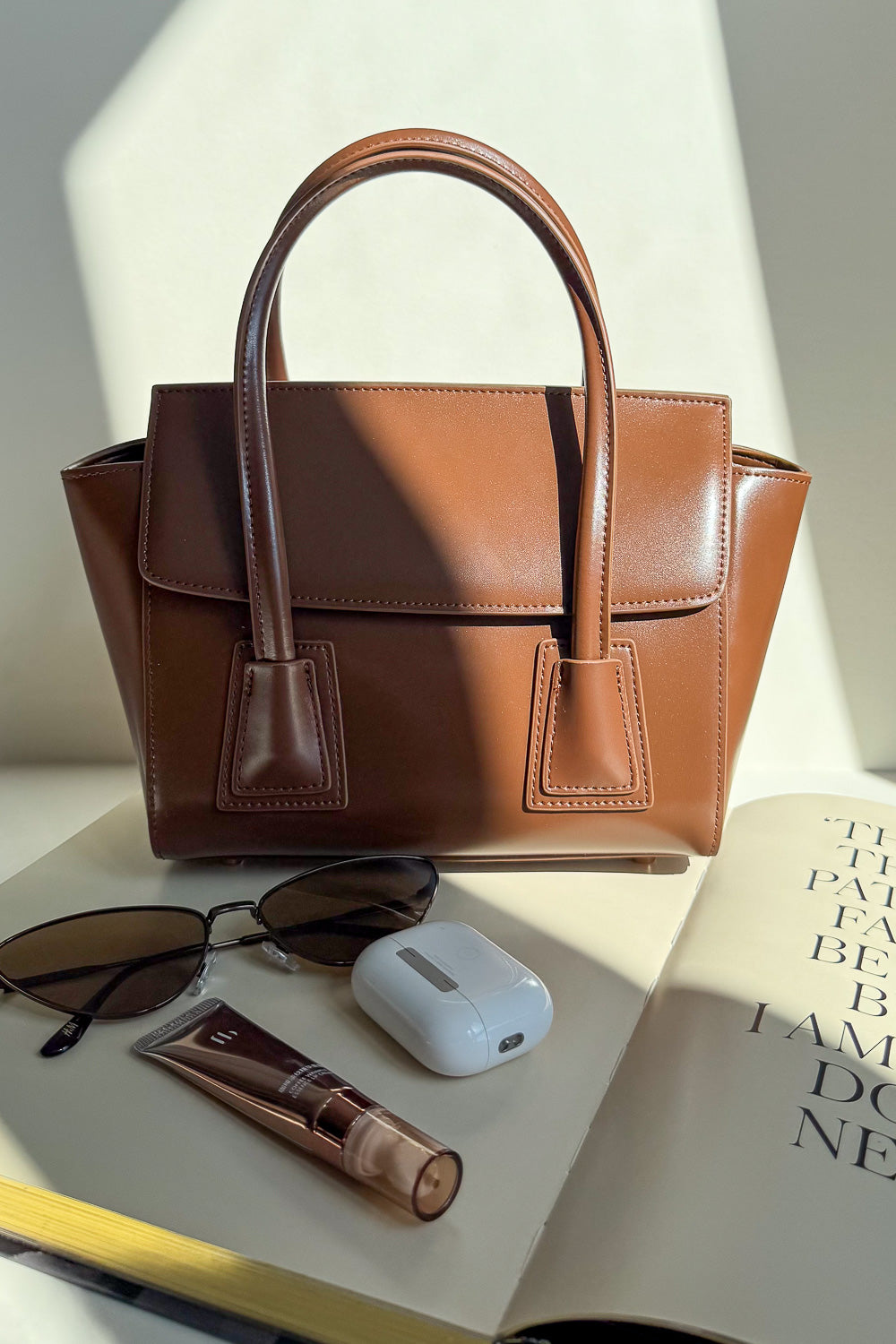 Aria Chestnut Leather - Top Handle Bag