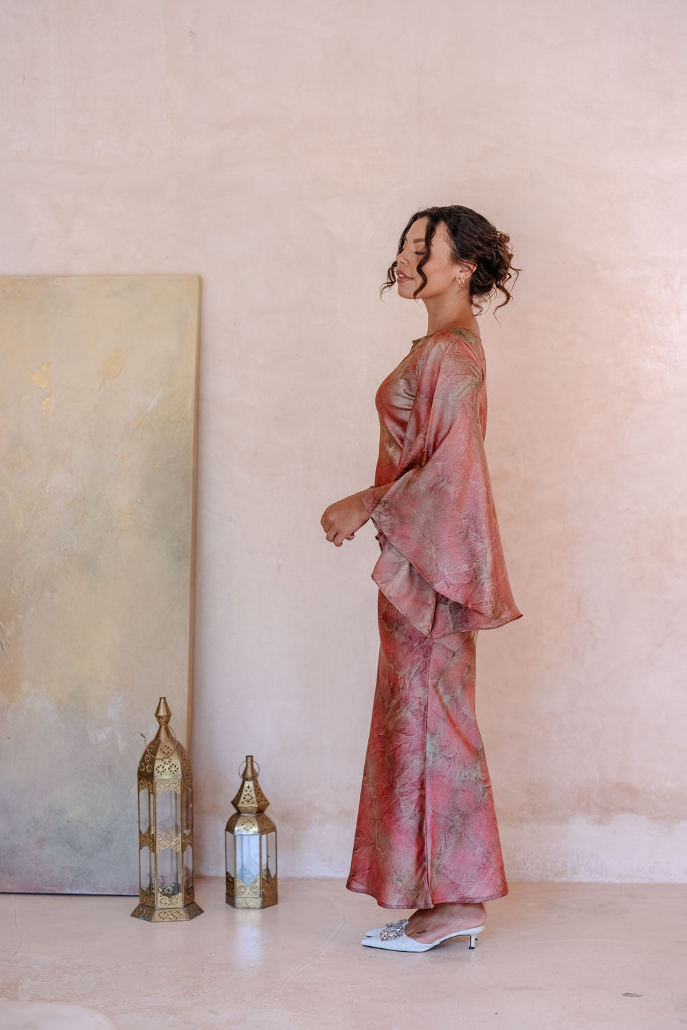 Roseate Silk Drapery Dress