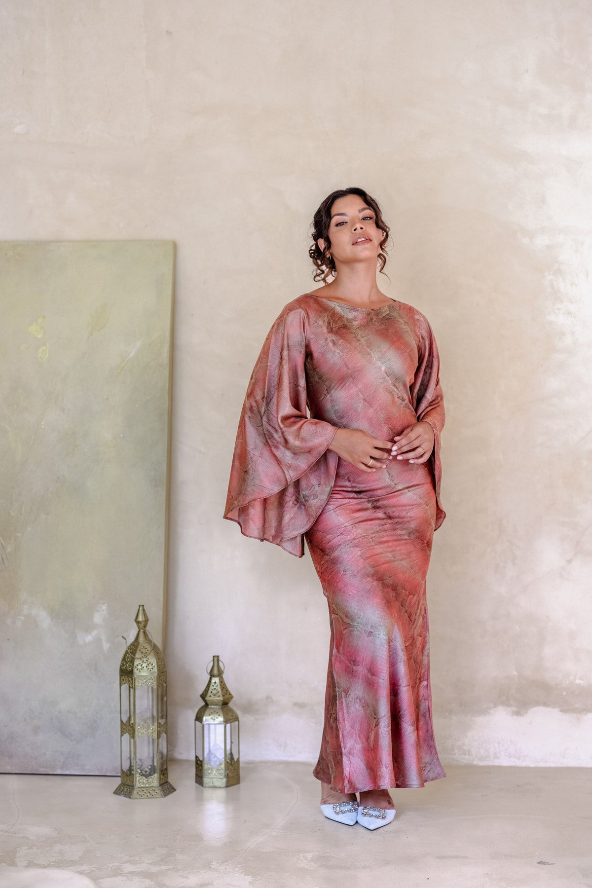 Roseate Silk Drapery Dress