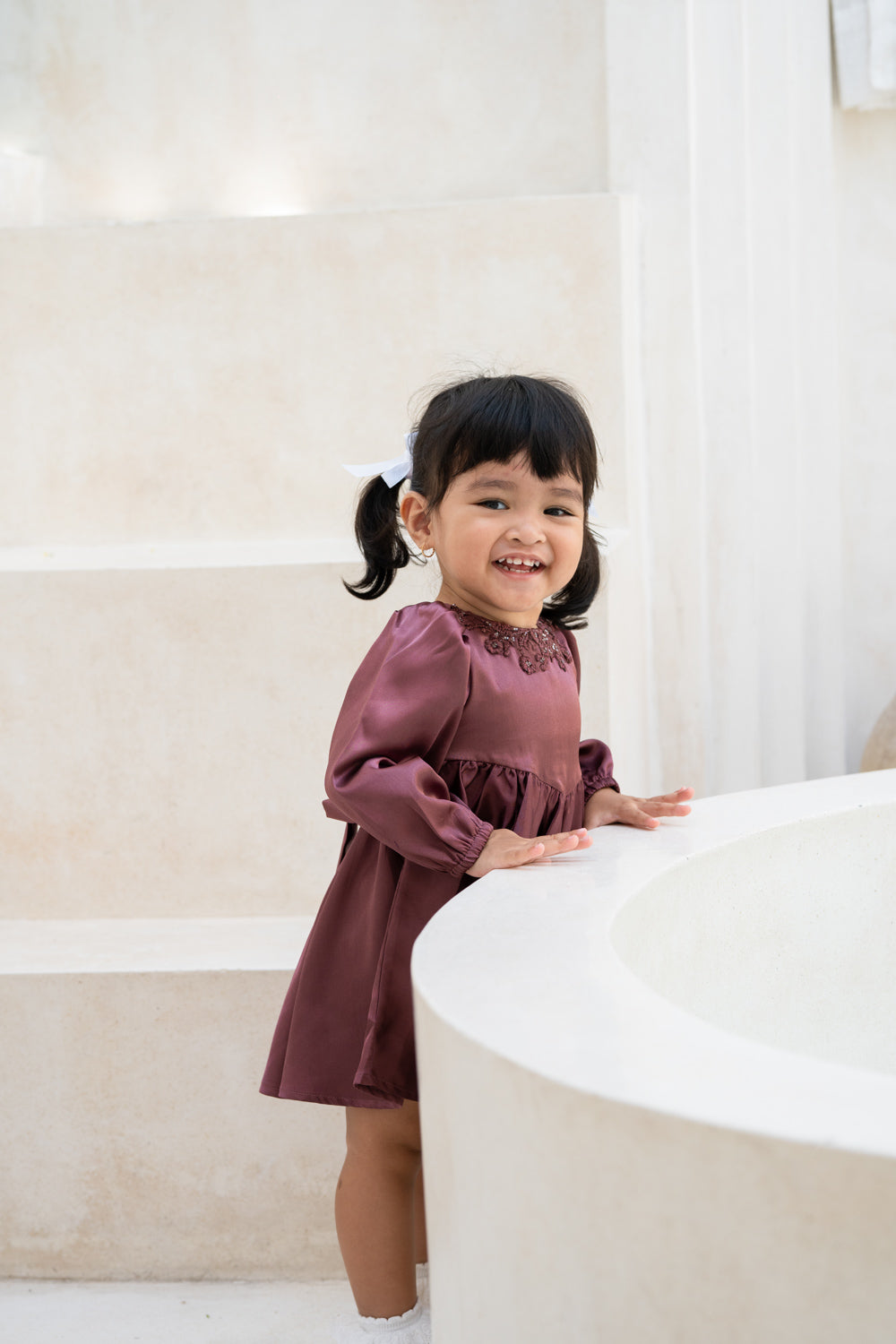 Rosewood Satin Baby Dress